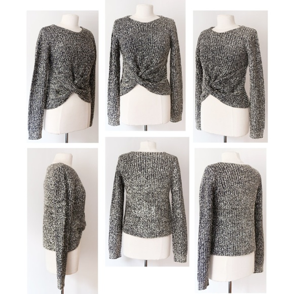 Super Sparkly Twist Knot Front Rib Knit Sweater - Picture 7 of 8